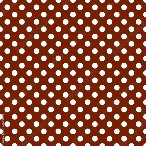 Brown and white retro Polka Dot seamless pattern. Vector background.