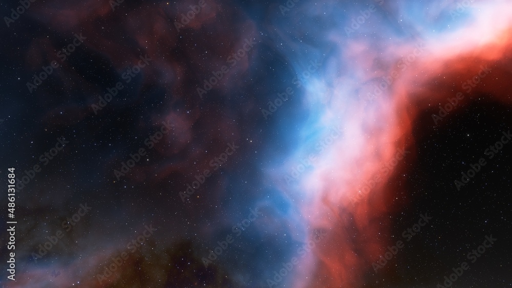 Beautiful nebula in cosmos far away 3d rendering	
