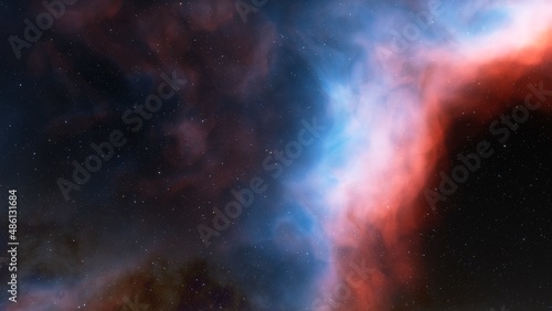 Fototapeta Naklejka Na Ścianę i Meble -  Beautiful nebula in cosmos far away 3d rendering	

