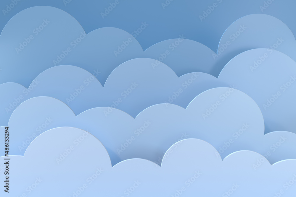 Volumetric Cloudscape Horizontal Background. 3d Rendering