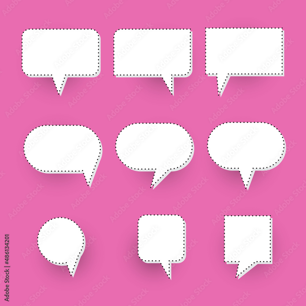 Set of speak bubble text, chat box, message box, poster and sticker concept Banner