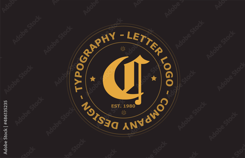yellow brown C vintage alphabet letter logo icon design. Creative template for badge and label
