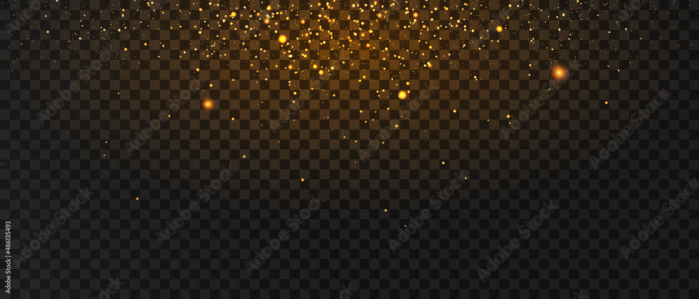 A light effect with a lot of shiny glare particles falling from top to bottom on a dark background.