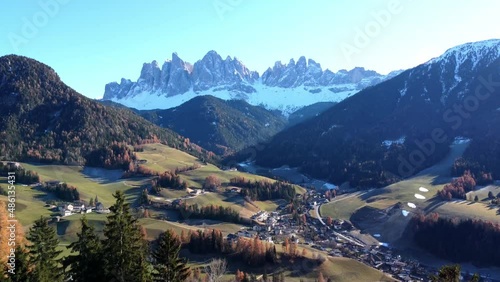 Beautiful village of St. Magdalena at the Puez Geissler photo