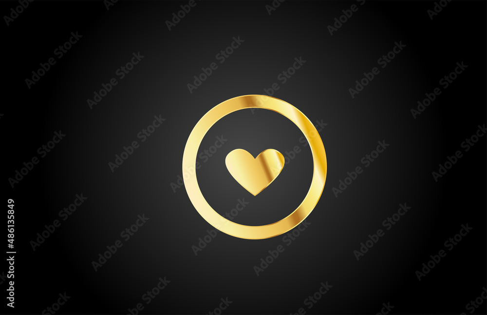 gold golden O love heart alphabet letter logo icon design. Creative template for company or business gold golden O love heart alphabet letter logo icon design. Creative template for company or business