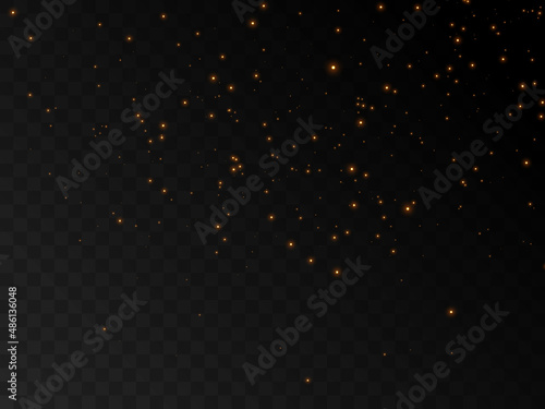 A light effect with a lot of shiny glare particles falling from top to bottom on a dark background.