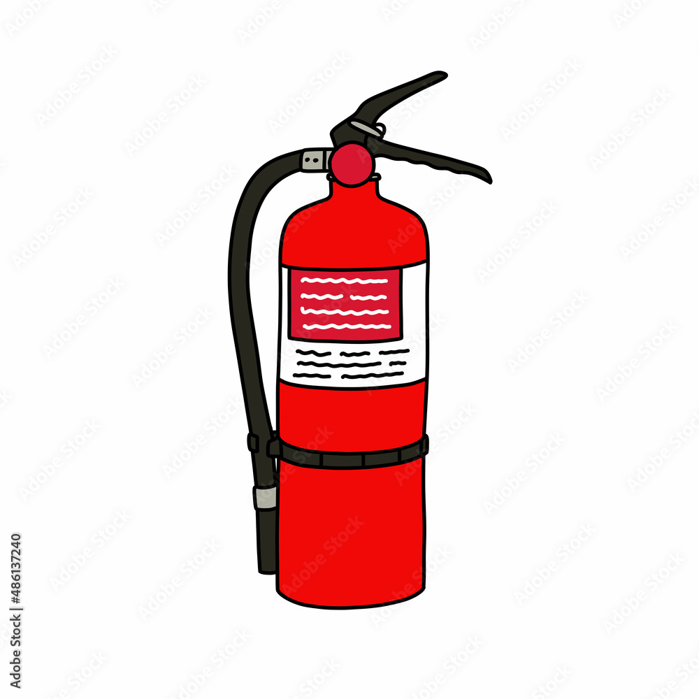 fire extinguisher doodle icon, vector color line illustration