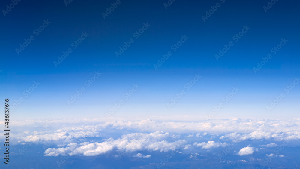 Beautiful cloudscape with blue sky and to copy space up for promotional text.