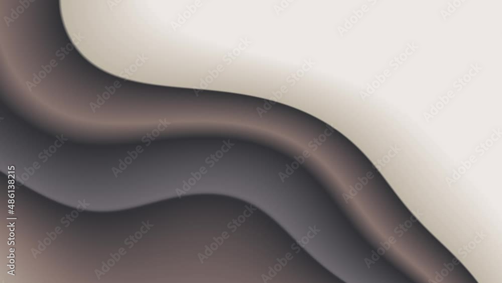 Cream and grey abstract moving background for design and digital art. Taupe white sand anthracite color gradient animation for visual effects. Wavy silk texture. Anthracite sands concept