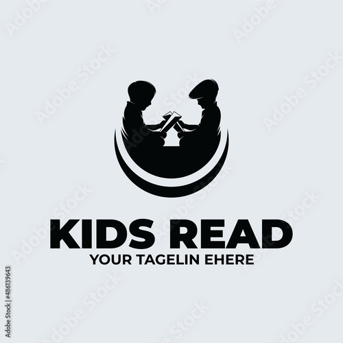 Kids reading logo designs template