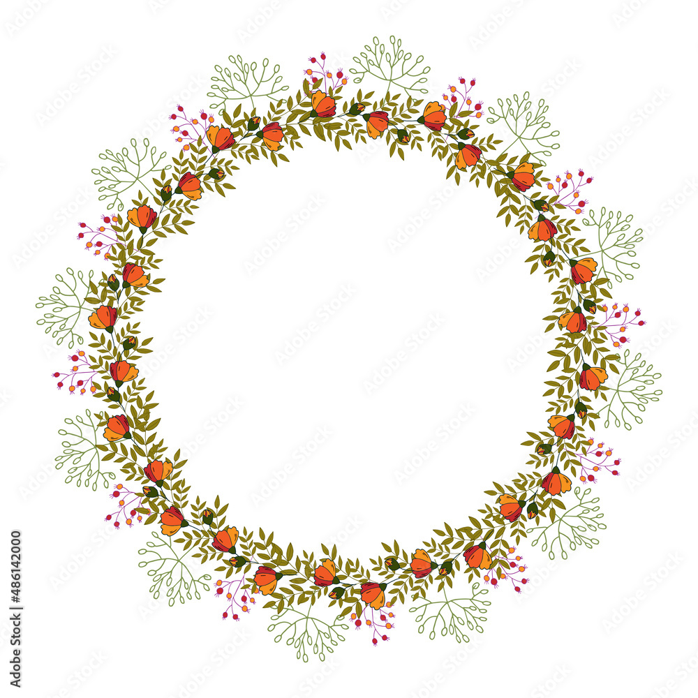 wreath of flowers on white wreath of flowers on white