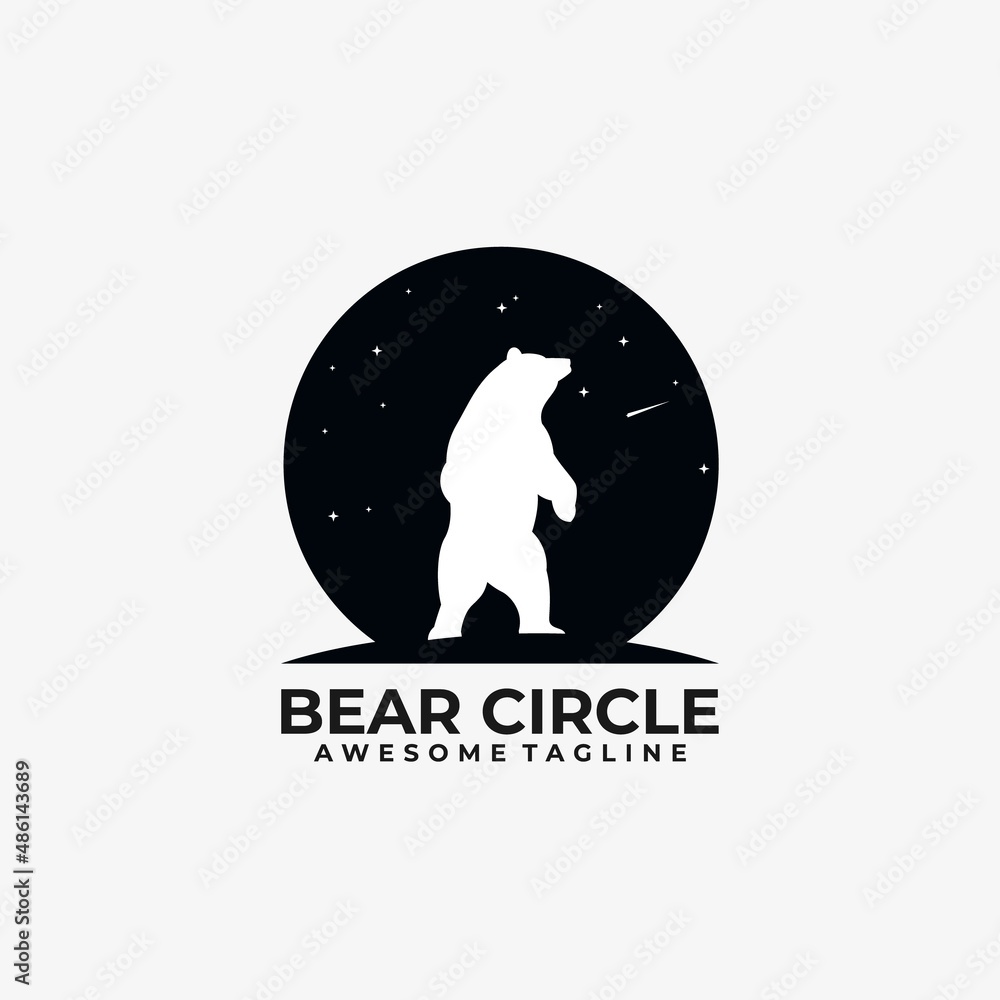 Obraz premium Bear circle logo design vector