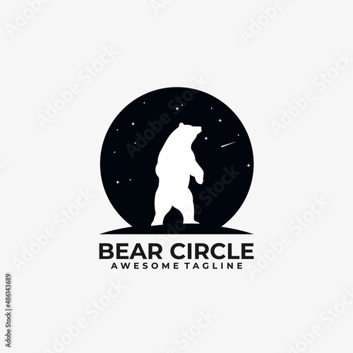 Bear circle logo design vector