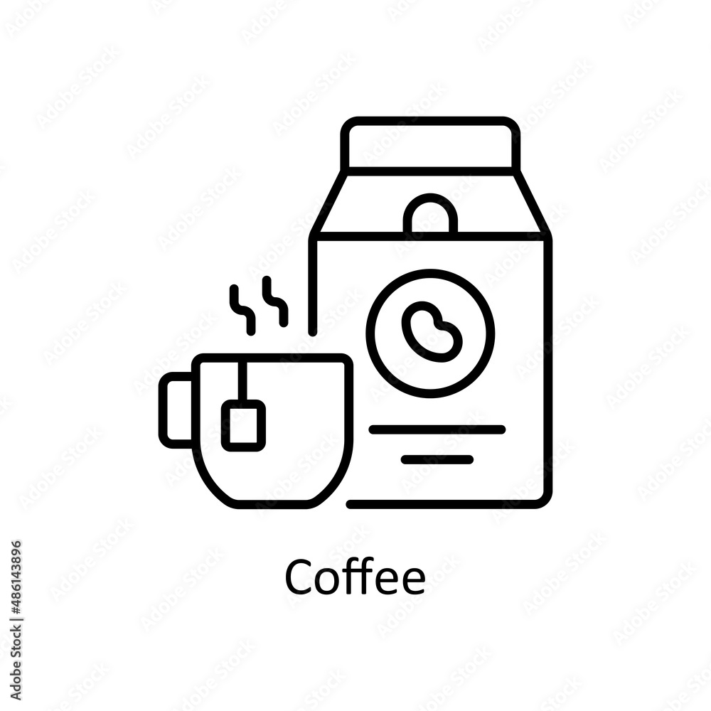 Coffee vector Outline icon for web isolated on white background EPS 10 file Coffee vector Outline icon for web isolated on white background EPS 10 file