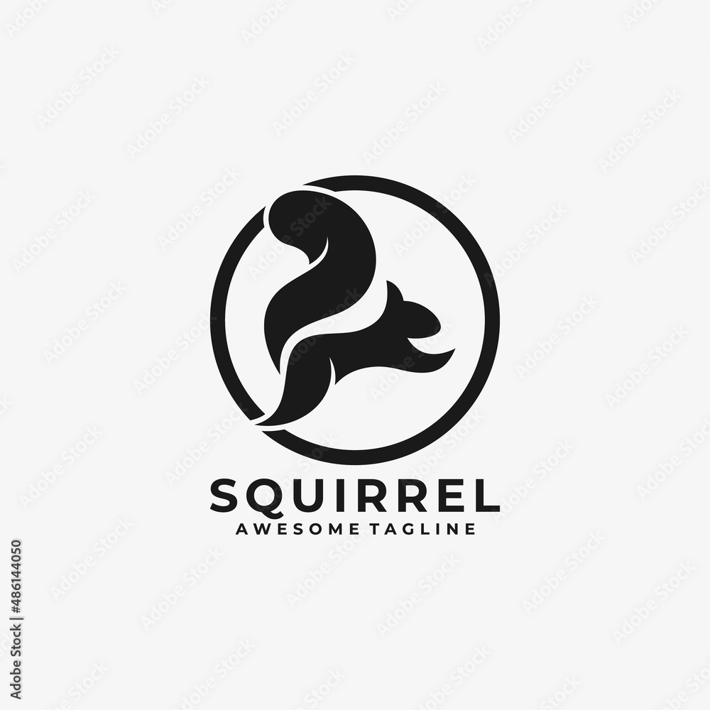 Squirrel circle logo design vector Squirrel circle logo design vector