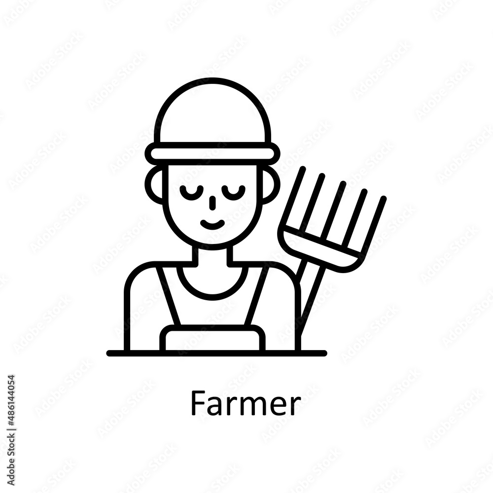 Farmer vector Outline icon for web isolated on white background EPS 10 file Farmer vector Outline icon for web isolated on white background EPS 10 file
