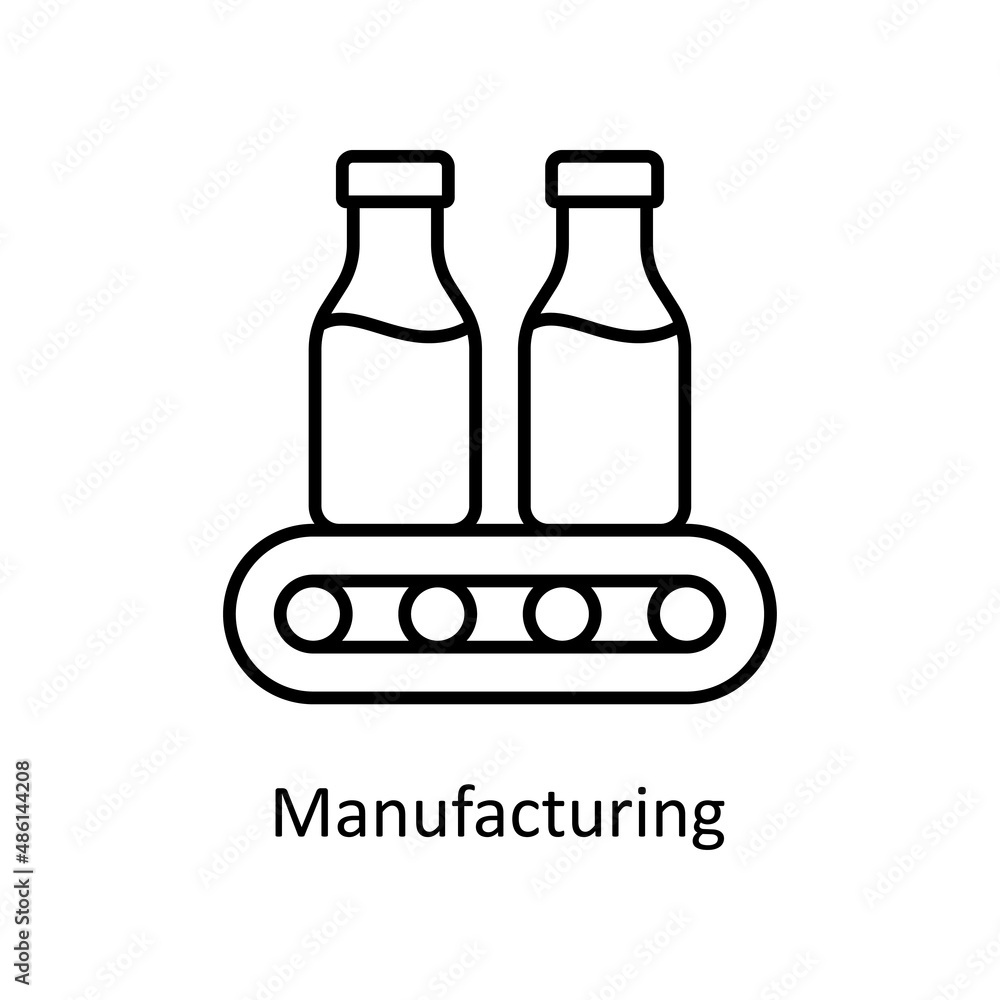 Manufacturing vector Outline icon for web isolated on white background EPS 10 file Manufacturing vector Outline icon for web isolated on white background EPS 10 file