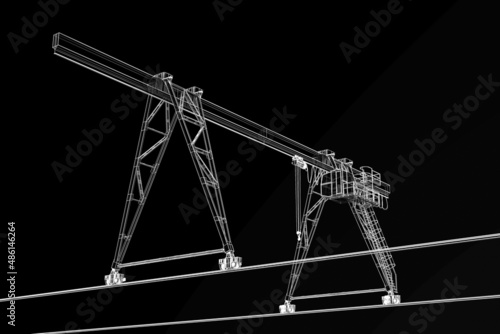 3D model Industrial construction cran isolated on black background