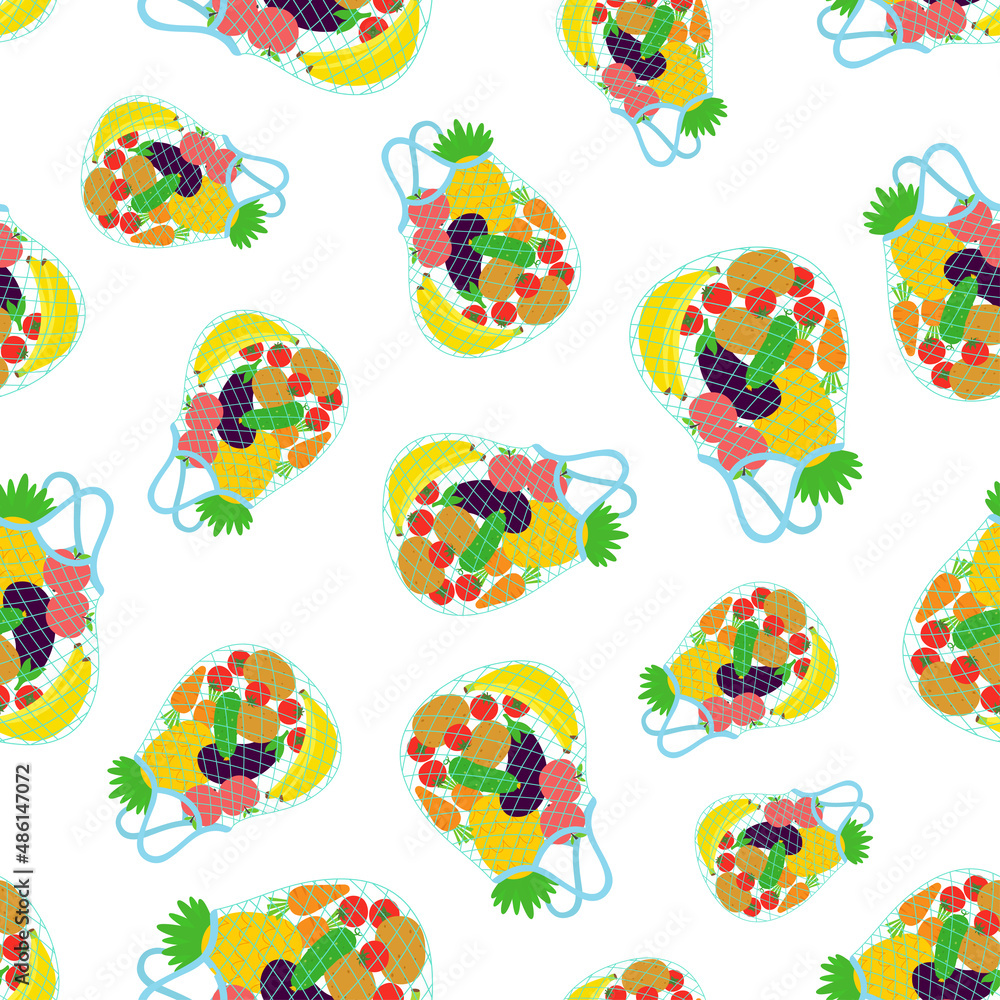 seamless pattern with reusable bags, vector illustration