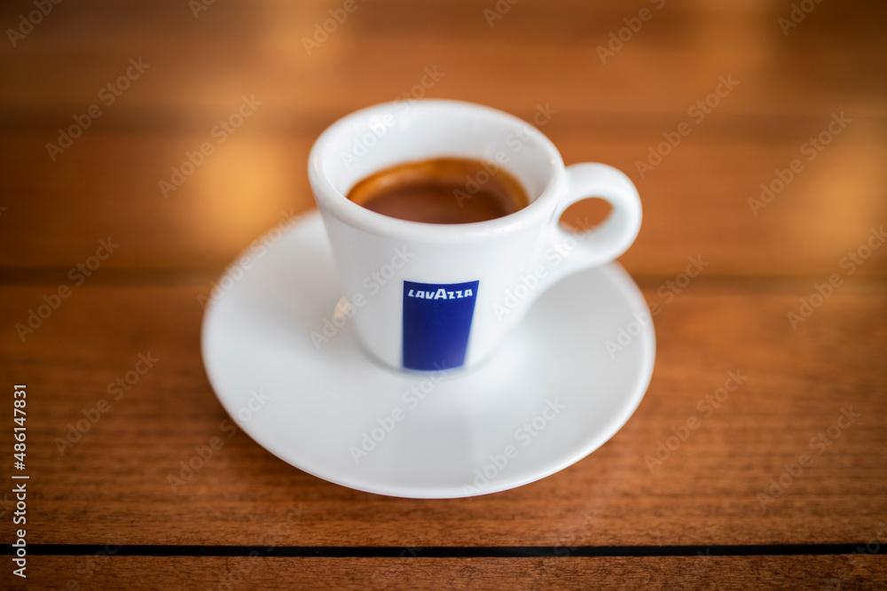 Lavazza espresso on table Stock Photo