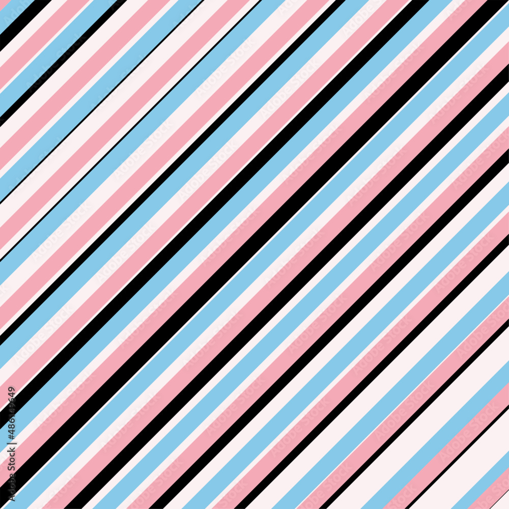 Obraz premium Pastel pink, pastel blue, white, and black stripes vector illustration. 90s nostalgia. 90s aesthetic. 90s pattern.