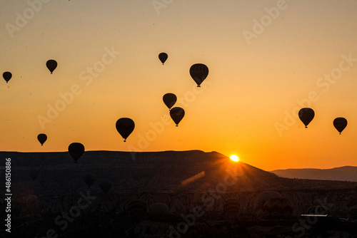 Sunrise view of Hot air balloons above Cappadocia, Turkey