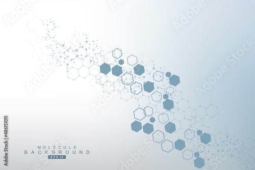 Structure molecule and communication. Dna, atom, neurons. Scientific concept for your design. Connected lines with dots. Medical, technology, chemistry, science background. Vector illustration