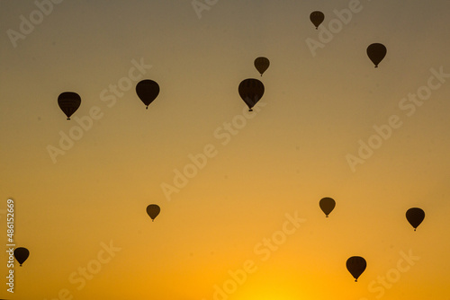 Sunrise view of hot air balloons