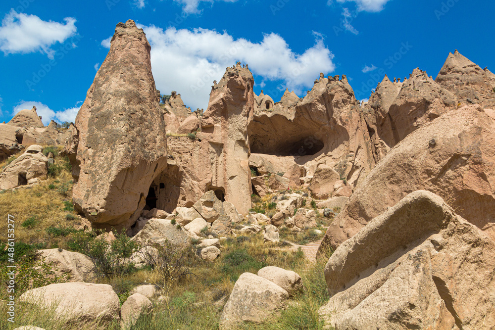 Rock dwellings in Zelve, Cappadocia, Turkey