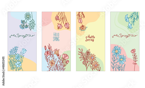 Selection of Doodle set of pictures cute handdrawn flowers © Sg.Lapchi