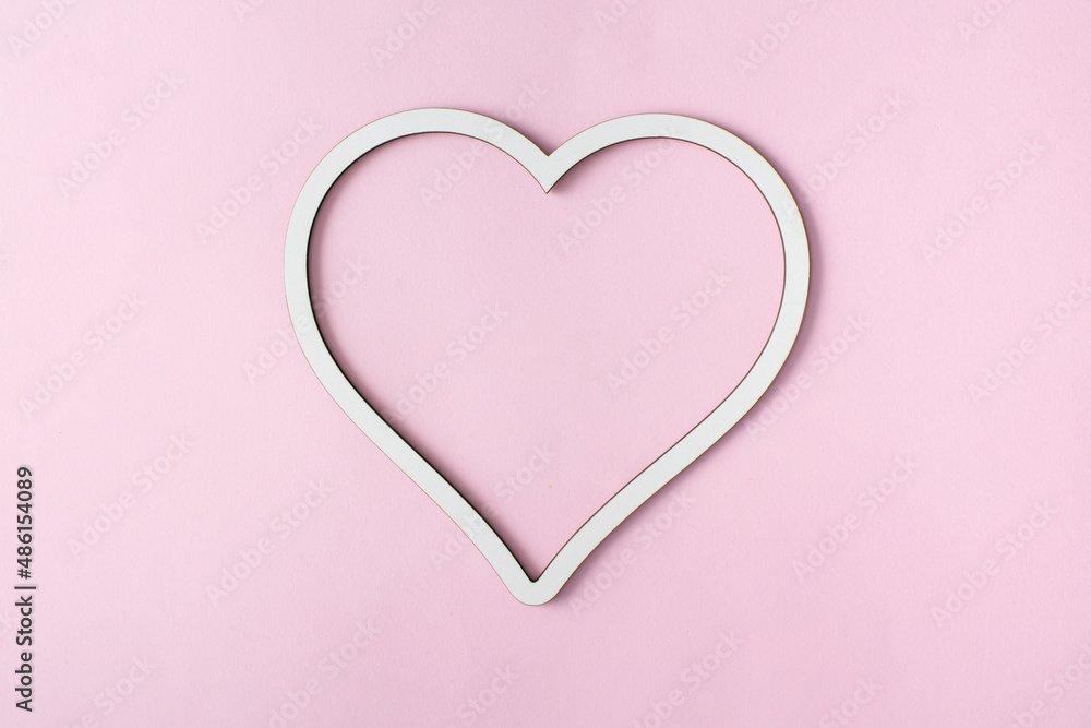 Heart on pink background.Love frame.Happy Valentine's Day.Spase for text.