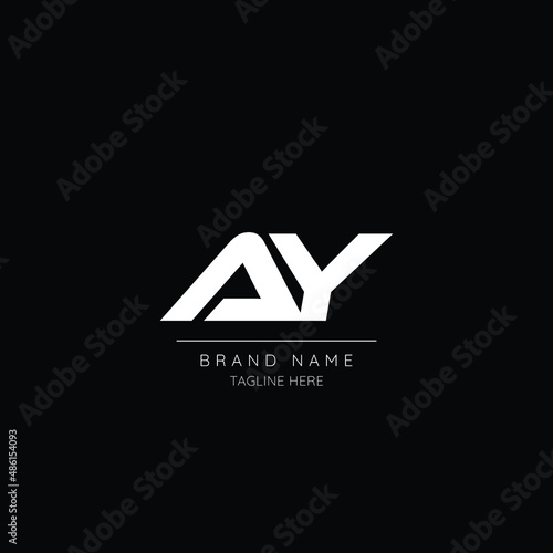 Minimal style white and black color letter AY initial based logo.