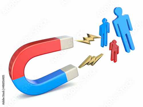 Magnet attracting people 3D