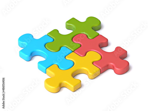 Four puzzle pieces 3D