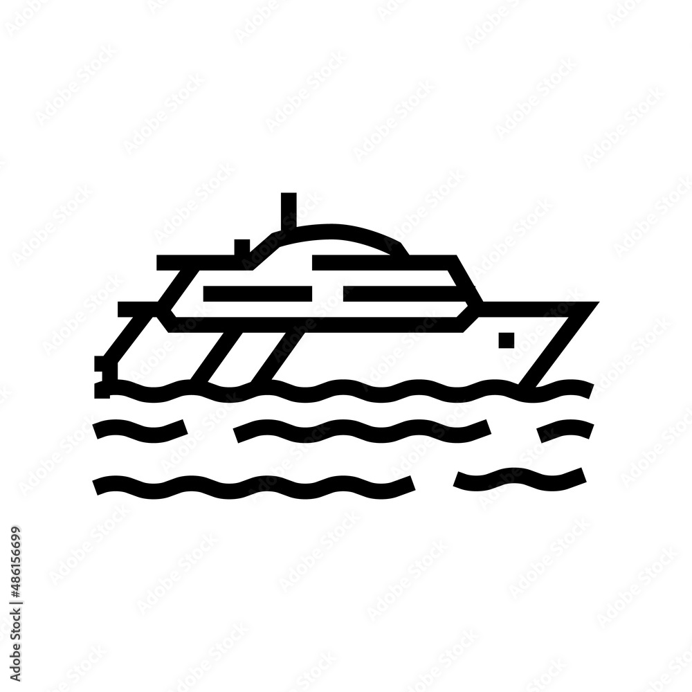 yacht transport line icon vector. yacht transport sign. isolated contour symbol black illustration yacht transport line icon vector. yacht transport sign. isolated contour symbol black illustration