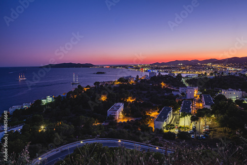 Night view of Ibiza town in the Balearic Islands, Spain 