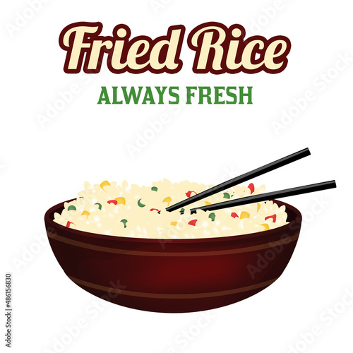 Bowl of fried rice with chopsticks