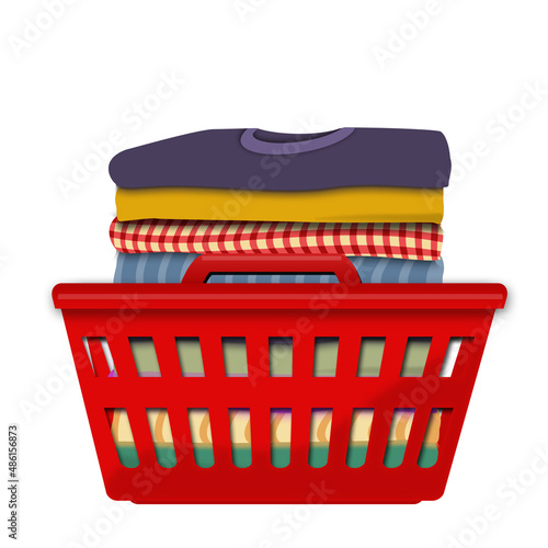 Laundry basket with folded clothes