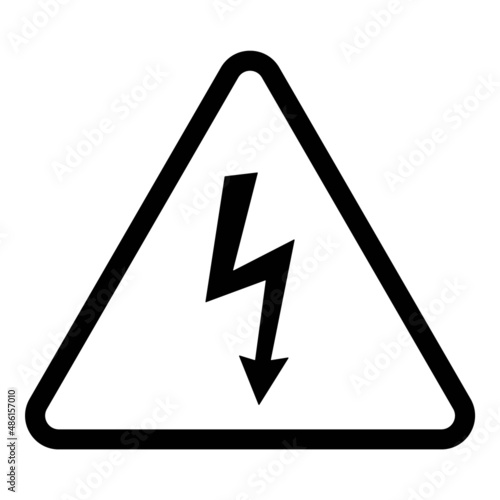 High Voltage Caution Flat Icon Isolated On White Background