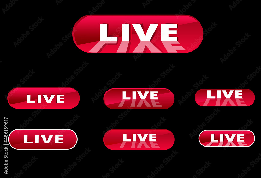 Red 3d looking glossy button set for live notification Red 3d looking glossy button set for live notification