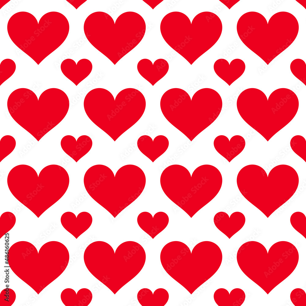 Red hearts seamless pattern background.