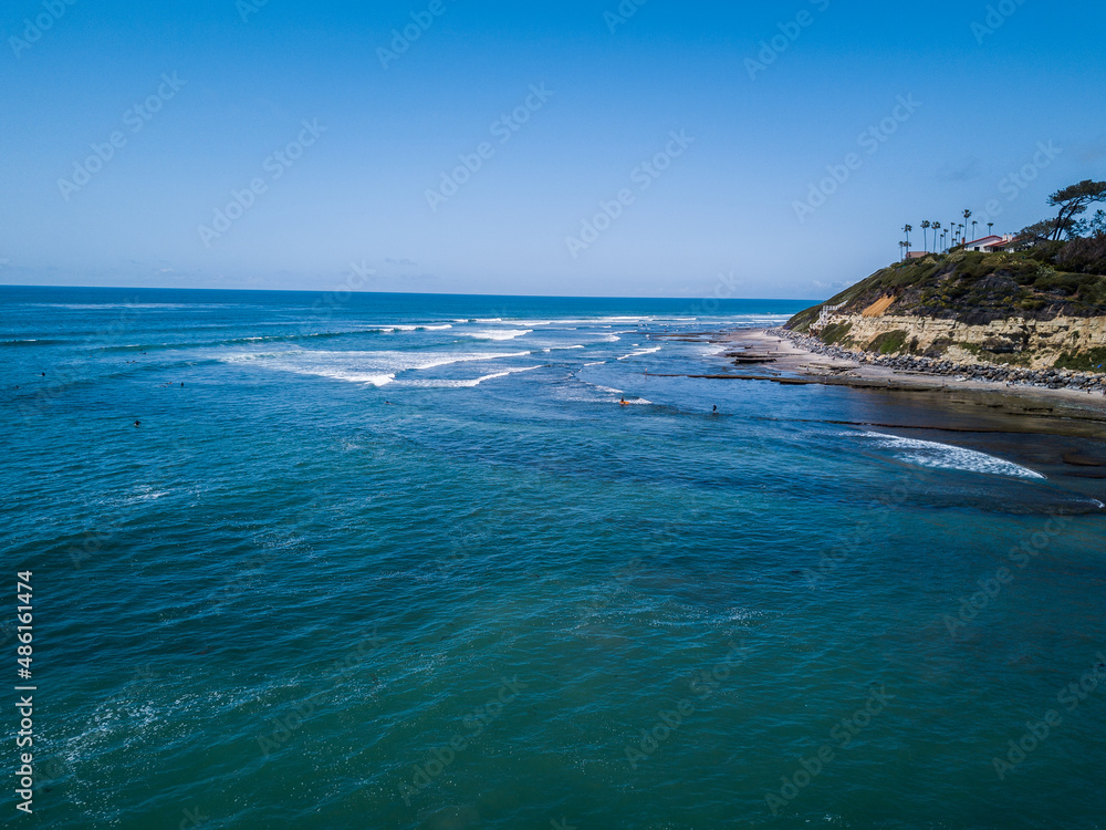 Waves on the beach in Encinitas, CA