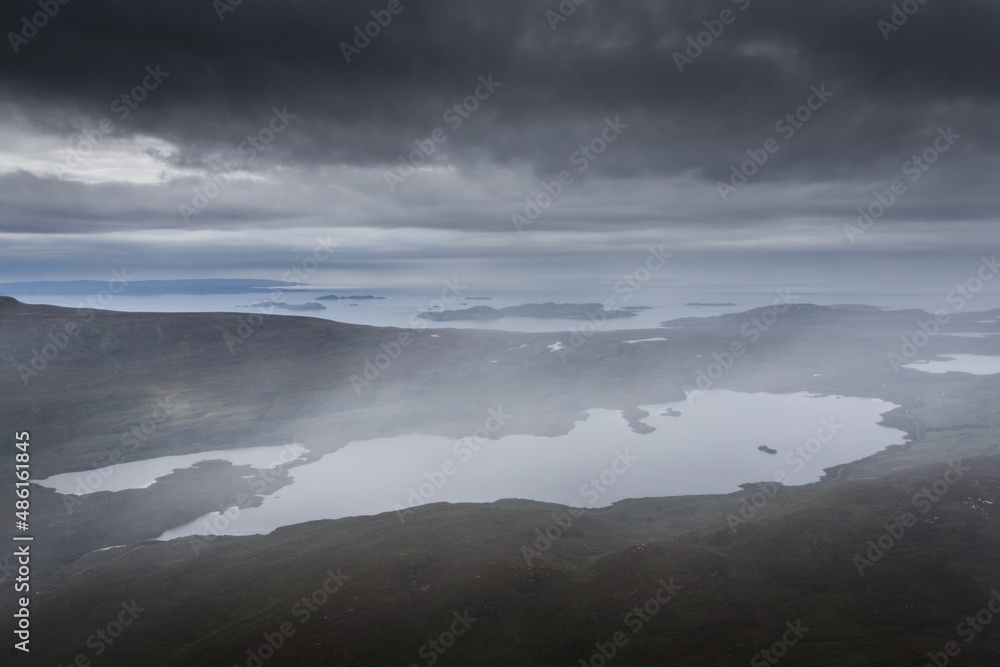 fog over the mountains Cairngorms National Park Scotland 