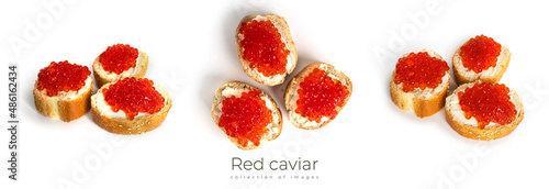 Fototapeta Naklejka Na Ścianę i Meble -  Red caviar isolated on a white background.
