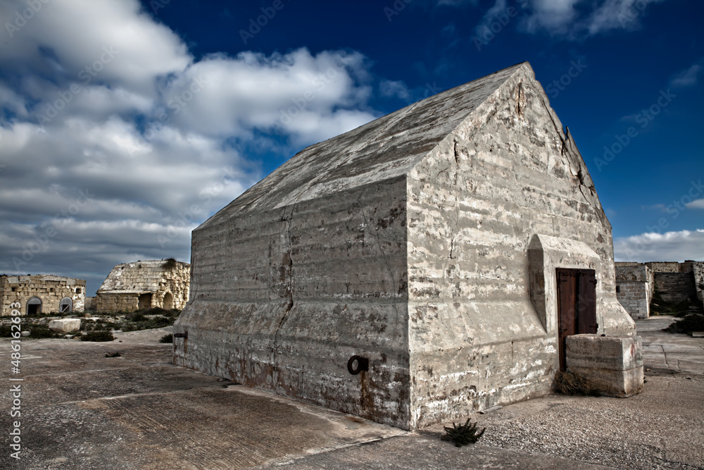Concrete Bunker at Fort Ricasoli in Malta Concrete Bunker at Fort Ricasoli in Malta