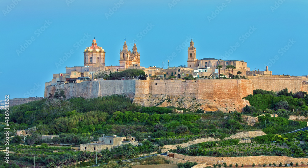 The medieval city of Mdina at Dusk