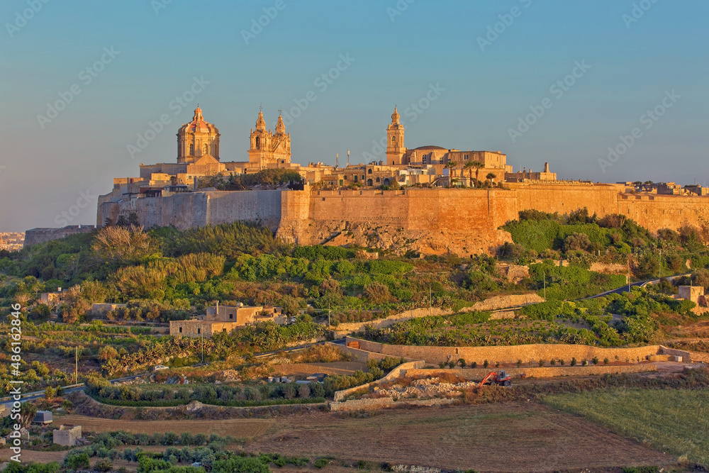 The medieval city of Mdina at Dusk