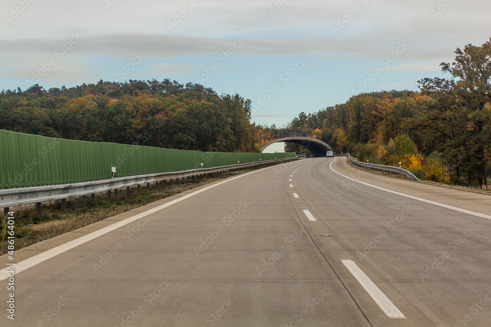 Naklejka premium Wildlife crossing over D11 expressway, Czech Republic