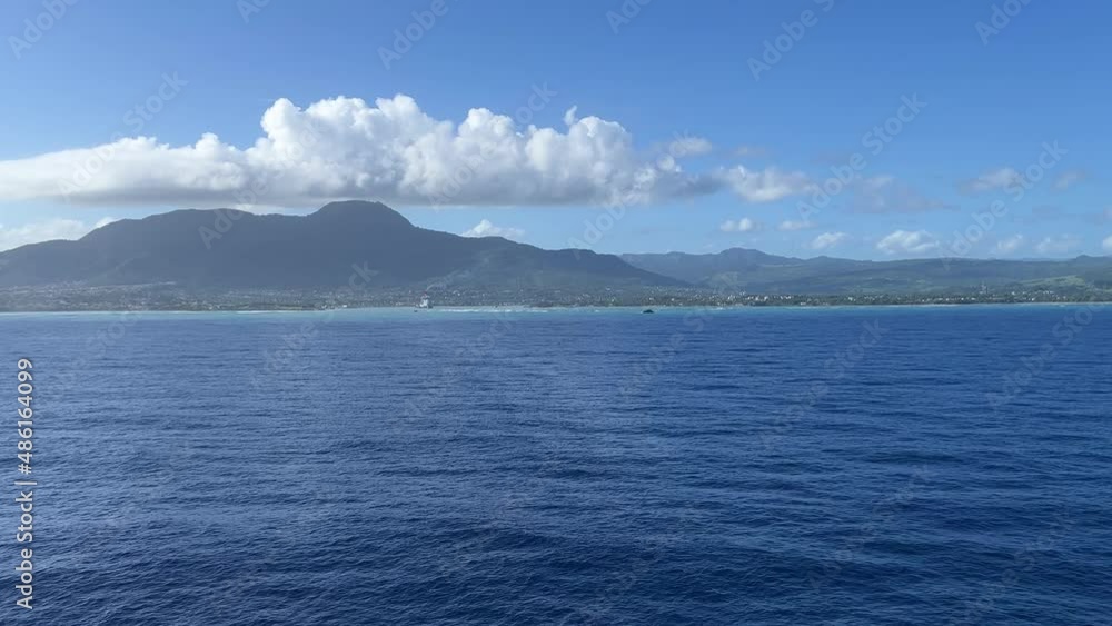 A view of Puerto Plata , DR from a ship on the ocean. A view of Puerto Plata , DR from a ship on the ocean.