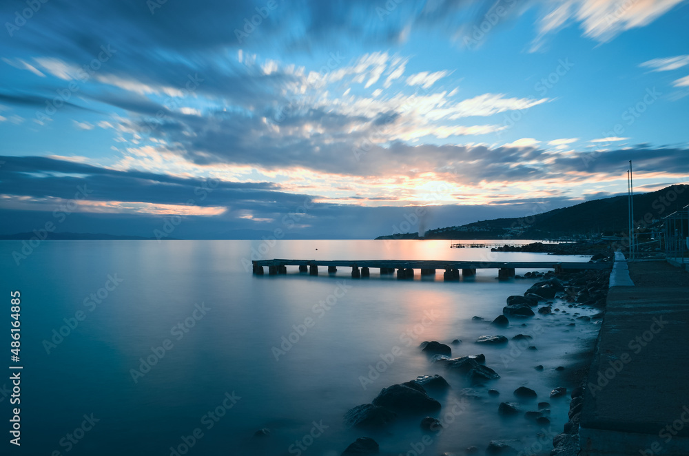 long exposure, pier at sunset long exposure, pier at sunset